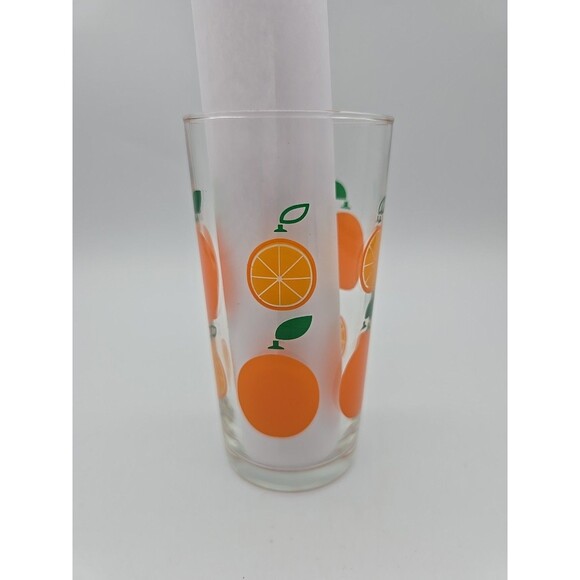 Swanky Orange Decorated Juice Tumbler  Mid-Century Glass Rare Find Pristine - Picture 2 of 12